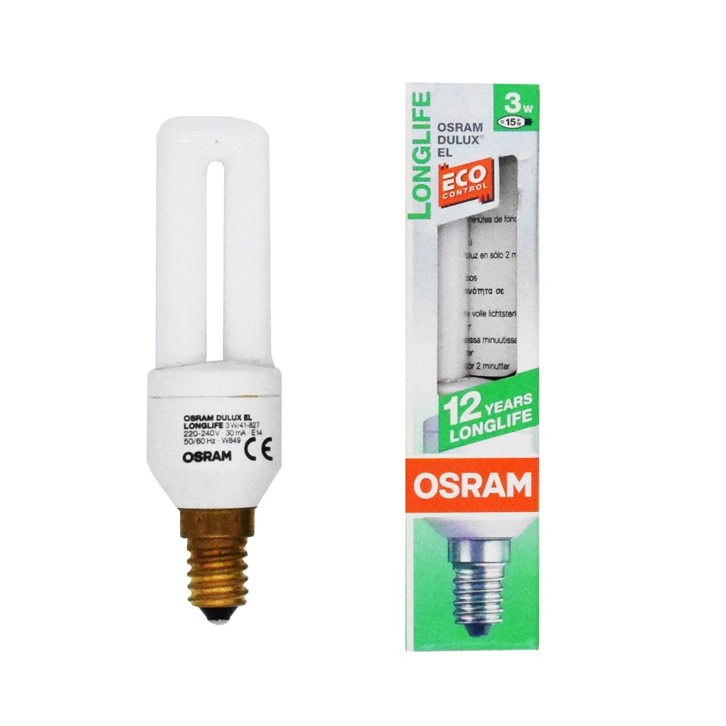LAMPADA FLUORESCENTE 3W/827 E14 OSRAM