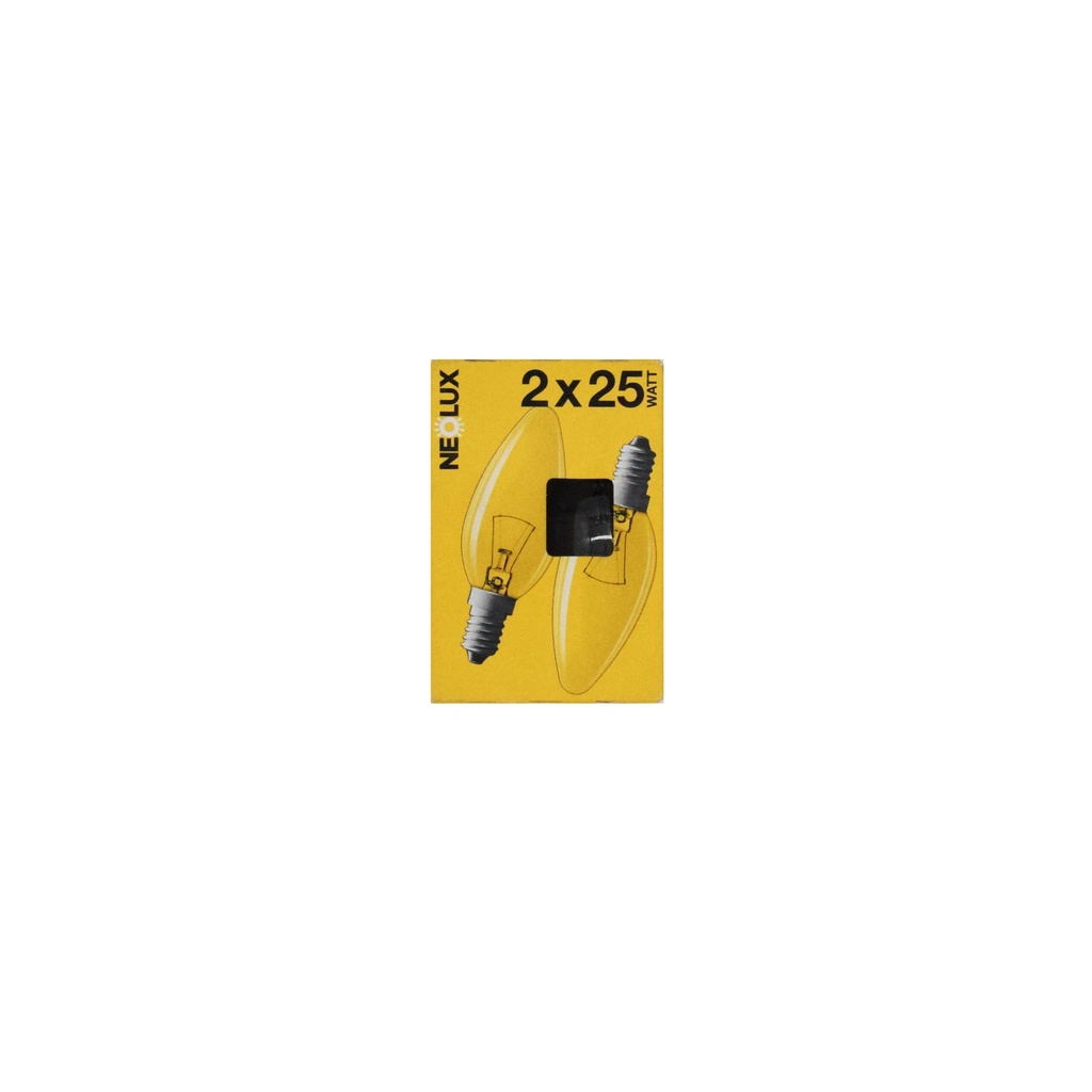 LAMPADA INCANSESCENZA OLIVA 25W E14 CHIARA PACK 2PZ NEOLUX