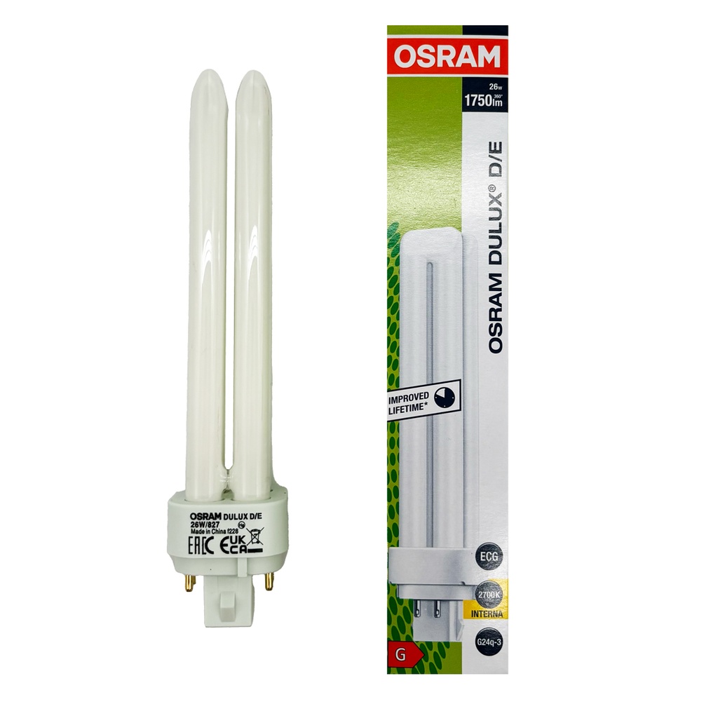 LAMPADA FLUORESCENTE DULUX D/E 26W/827 G24Q-3 OSRAM