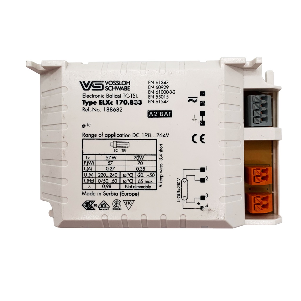 BALLAST ELETTRONICO FLUORESCENTE TC-TEL 57/70W VOSSLOH