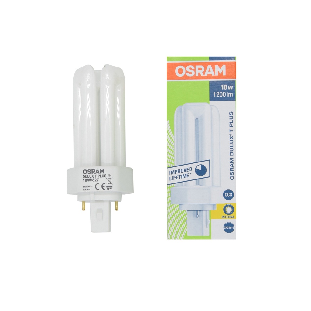 LAMPADA FLUORESCENTE DULUX T 18W/827 GX24D-2 OSRAM