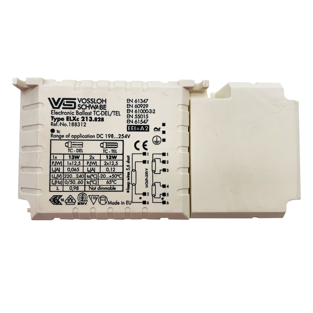 BALLAST ELETTRONICO FLUORESCENTE TC-DEL/TEL 13W/2X13W VOSSLOH