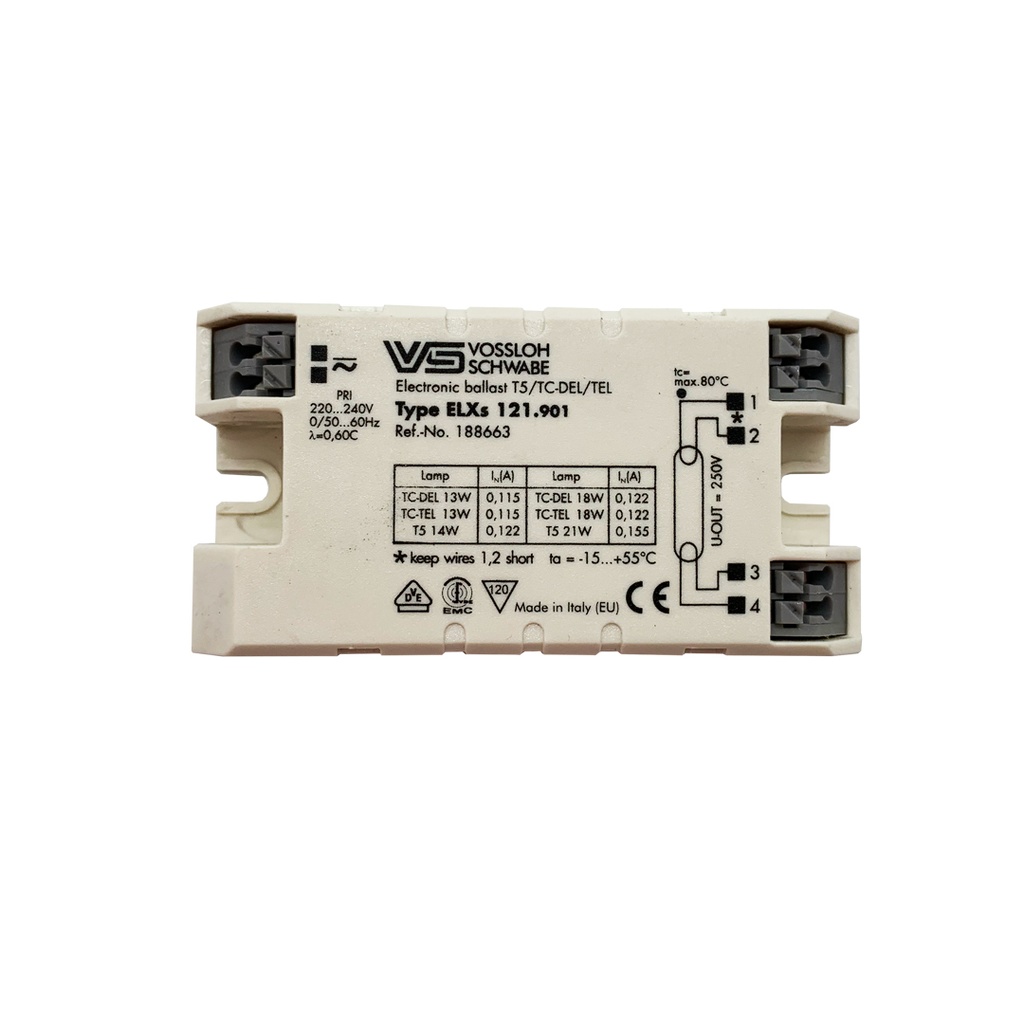 BALLAST ELETTRONICO FLUORESCENTE T5 14W/21W TC 13W/18W VOSSLOH