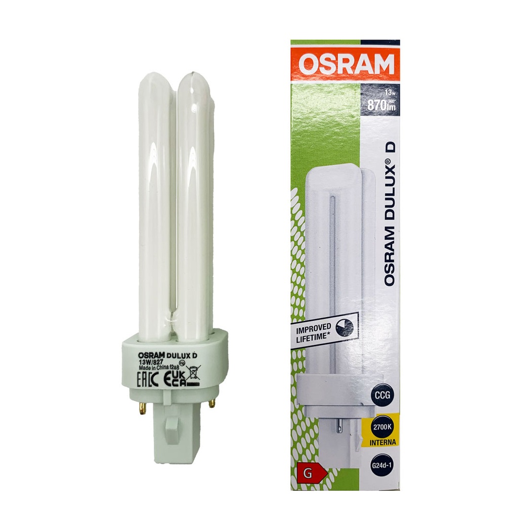 LAMPADA FLUORESCENTE DULUX D 13W/827 G24D-1 OSRAM