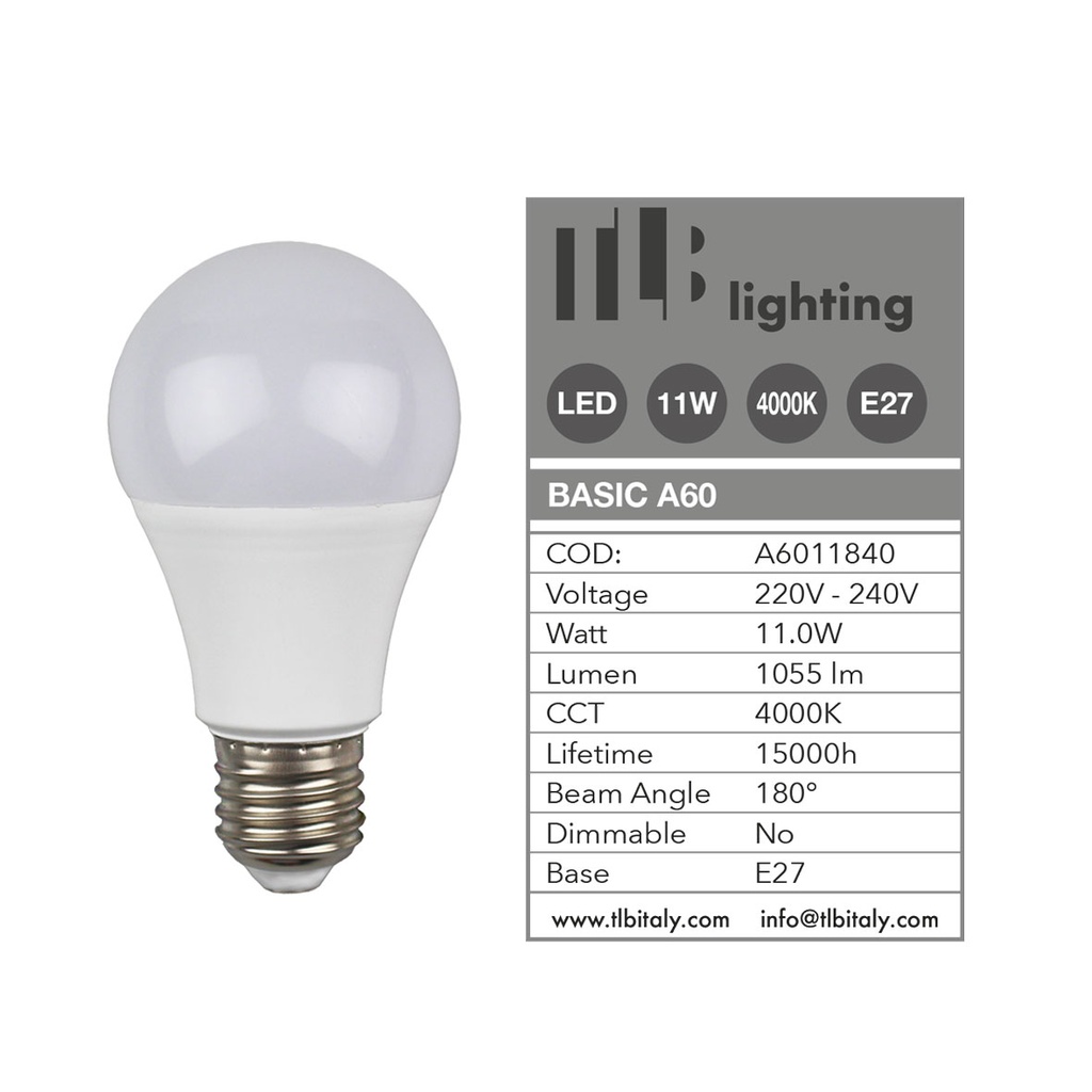 LED BULB A60 11W 4000K E27 FROSTED TLB