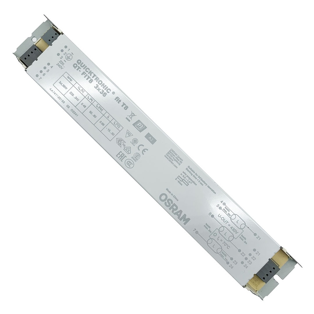 BALLAST ELETTRONICO FLUORESCENTE QT-FIT8 3X36W OSRAM