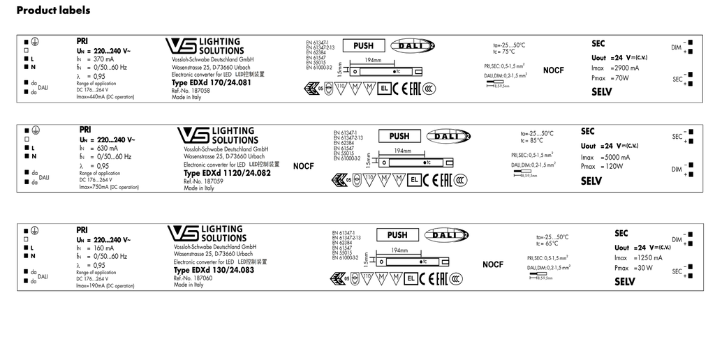 DRIVER LED 24V 70W DIMM DALI 1-10V VOSSLOH