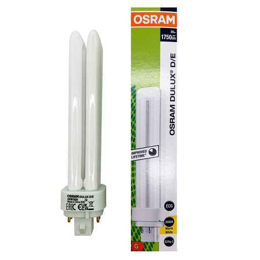 LAMPADA FLUORESCENTE DULUX D/E 26W/830 G24Q-3 OSRAM