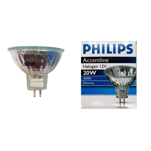 LAMPADA ALOGENA DICRO 20W 12V GU5.3 36° PHILIPS